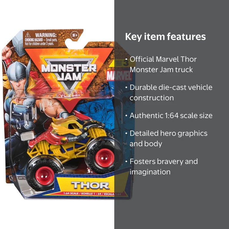 Monster Jam, Marvel Official Thor Monster Truck, Die-Cast Vehicle
