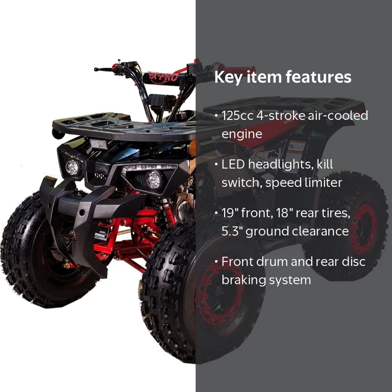 X-Pro, ATV, 125cc Gas with Reverse, LED Headlights, 19