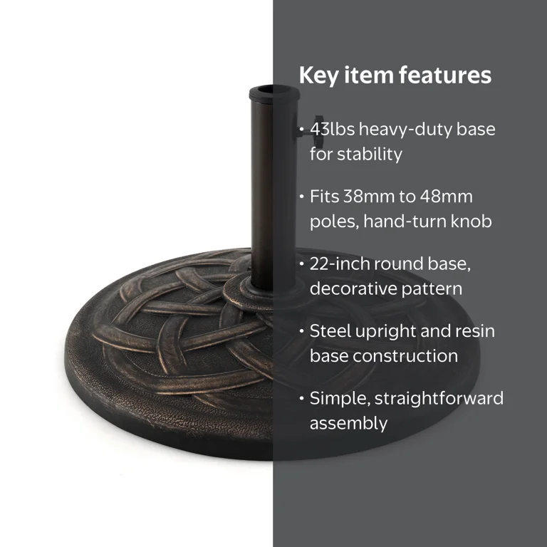 blissun 22 lb heavy duty patio market umbrella base stand 31 lbs : Patio, Lawn & Garden The steel upright and cast stone construction make it strong and sturdy Blissun 22 lbs Heavy Duty