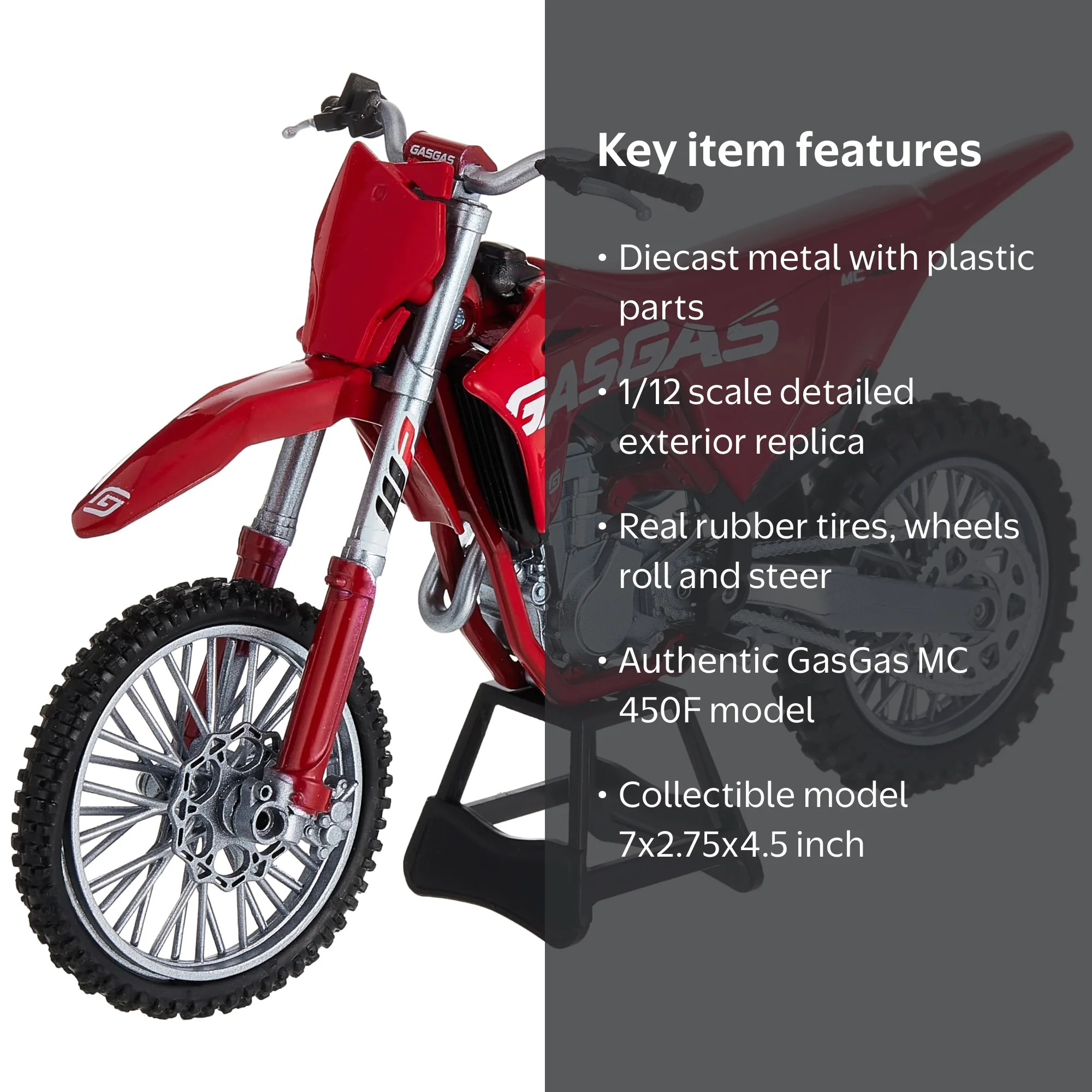 NewRay, GasGas MC 450F Diecast Motorcycle Model, 1:12 Scale, Red