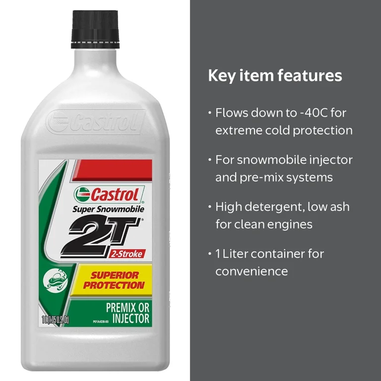Castrol 2T 2 - Cycle, 2 Stroke Oil Super Snowmobile Oil, 1 Liter