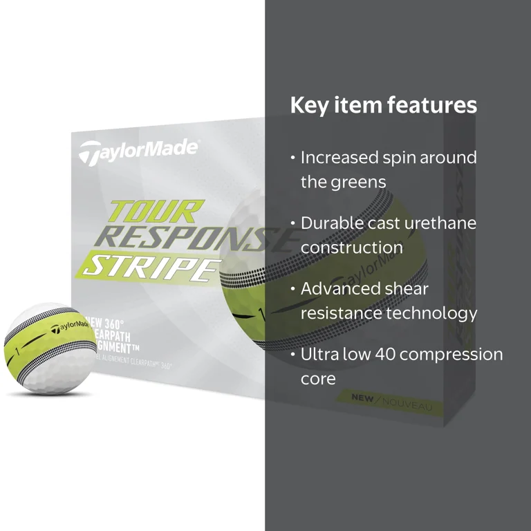 TaylorMade, Golf Balls, Tour Response Stripe 12 Pack, White