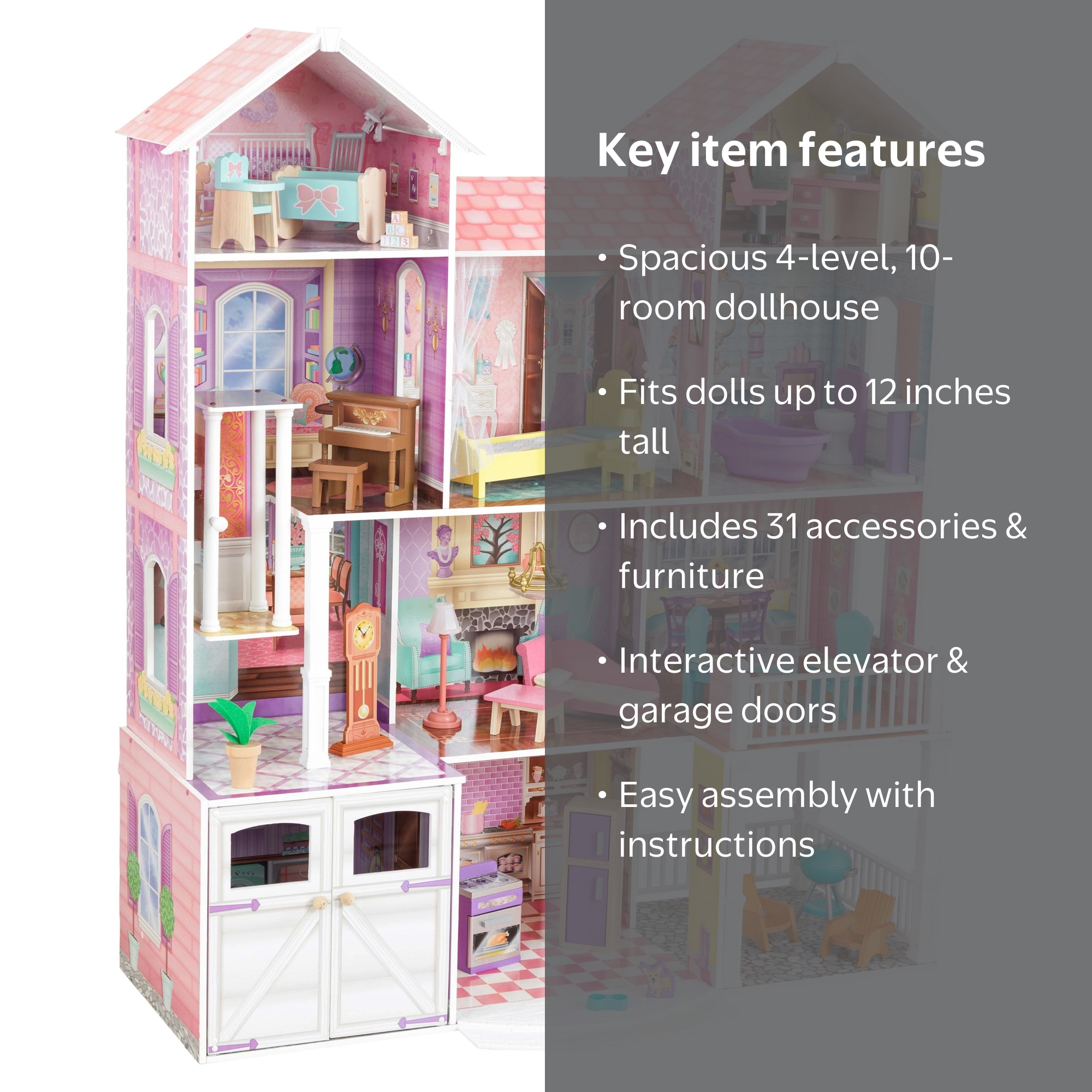 KidKraft  大型ドールハウス KidKraft Country Estate Wooden Dollhouse with Elevator and 31