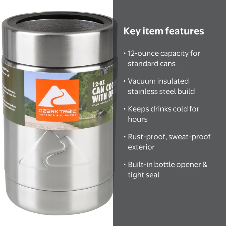 Ozark Trail 12 oz Vacuum Insulated Stainless Steel Can Cooler with