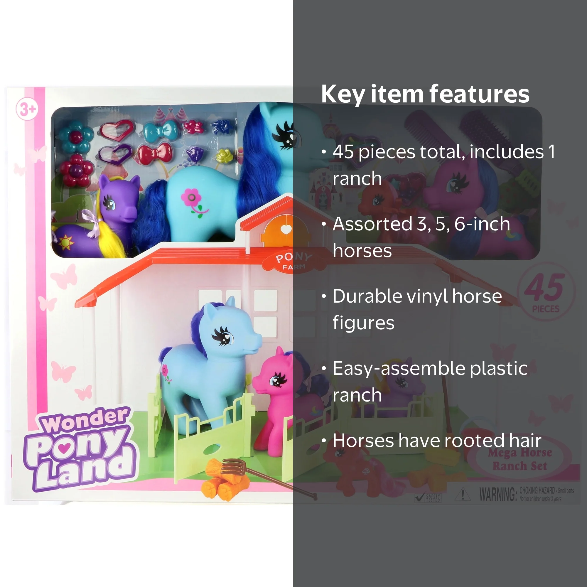 Wonder Pony Land 45 Piece Mega Horse Ranch Set - Walmart.com