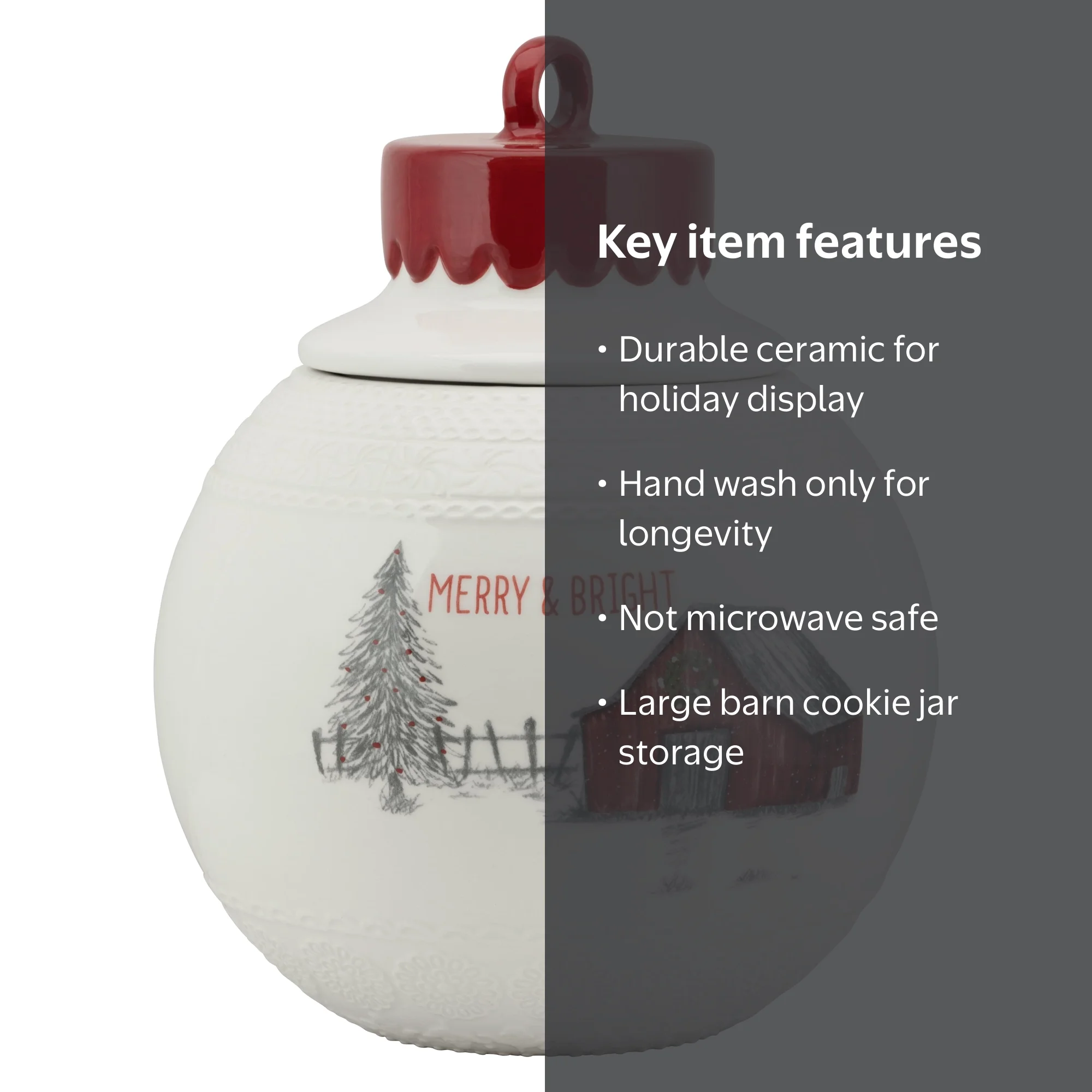 10 Strawberry Street Ceramic Christmas Barn Cookie Jar Winter