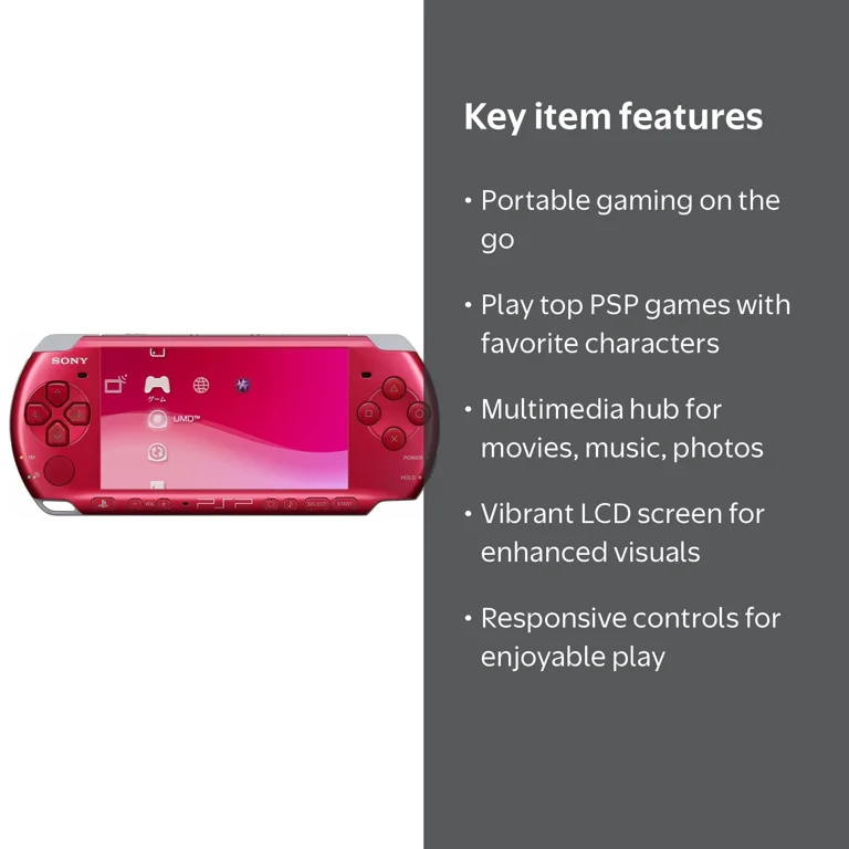 Free Shipping! PlayStation Portable PSP 3000 Red Handheld Gaming
