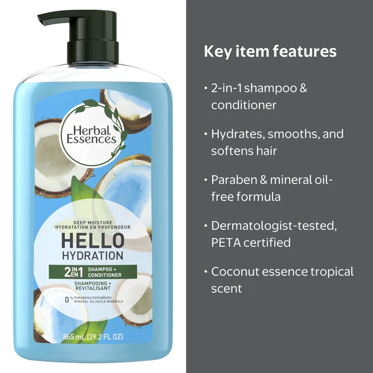 Herbal Essences Hello Hydration 2-in-1 Shampoo Conditioner, 29.2