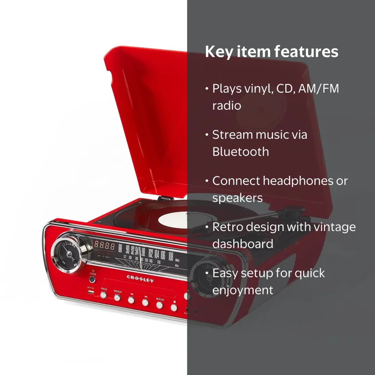 H67希少品 動作品✨　CROSLEYレッドダイヤル式公衆電話　コレクション Crosley, Vinyl Record Player, Powel 7-in-1, Bluetooth Streaming