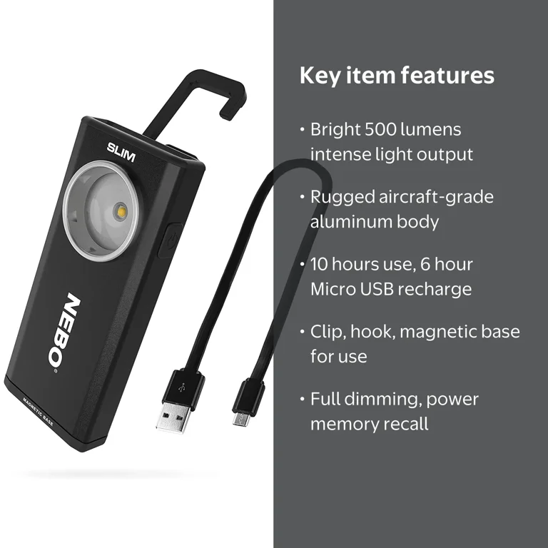 micro nebo flashlight Inspector Rechargeable NEBO Redline FLEX Rechargeable Tactical