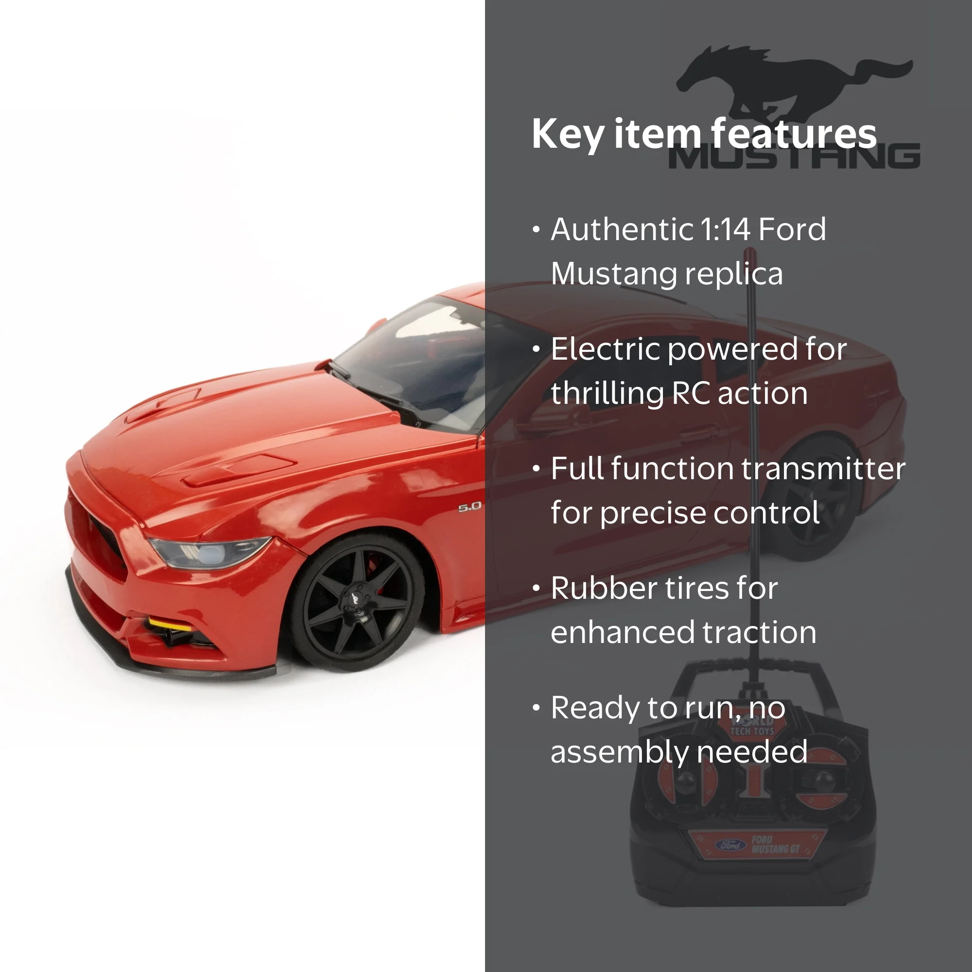 World Tech Toys Ford Mustang GT 1:14 Electric RC Car, Full