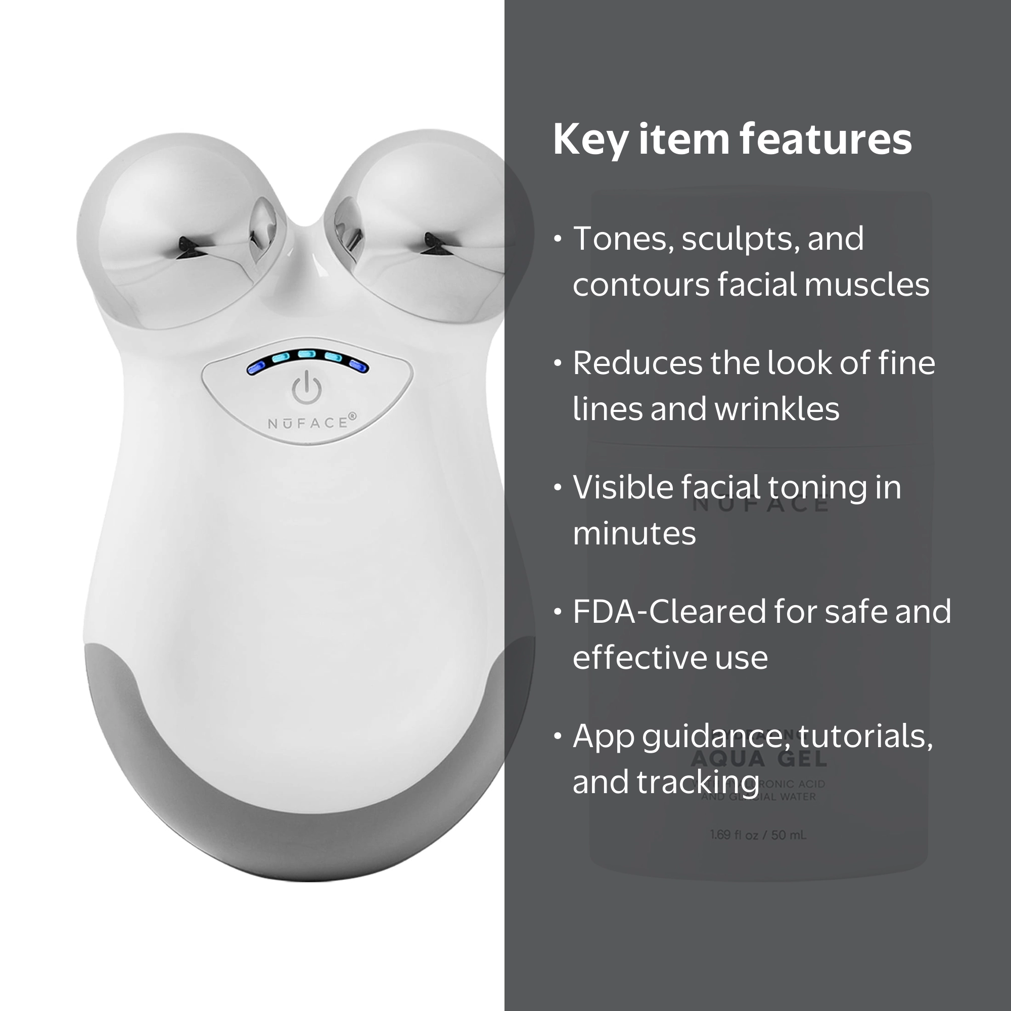 NuFACE Facial MINI+ Device Kit Toning Starter Mini Aqua - Gel