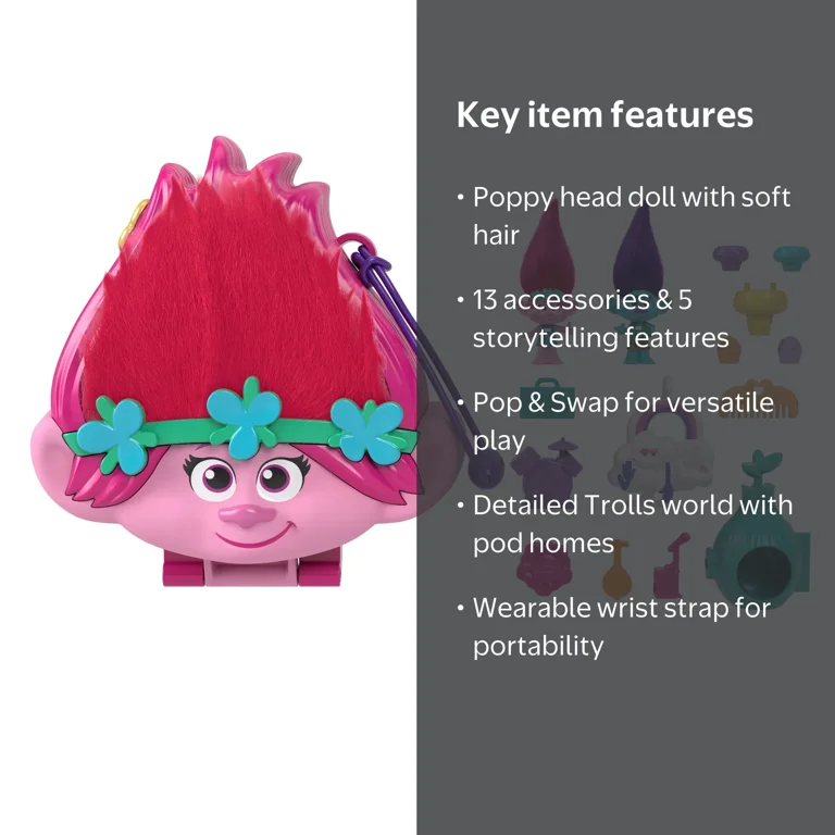 Polly Pocket Trolls Coffret Maison De Poupées avec Figurines Poppy Et Branch Dreamworks, avec 13 Accessoires, À Collectionner, Jouet Enfant, A Partir De 4 Ans, HKV39 | Votre wishlist sur