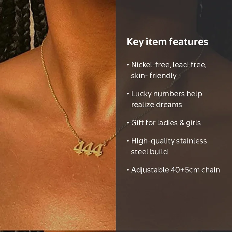 Angel Number Necklace 111 222 333 444 555 666 777 888 999 Gold