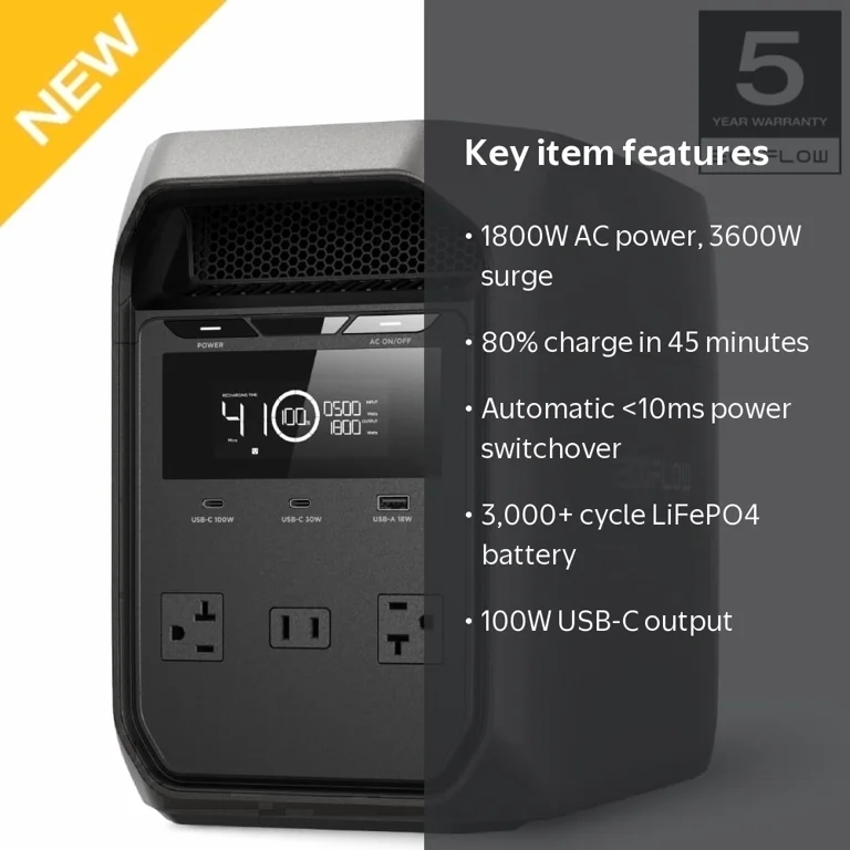 EF EcoFlow, Portable Power Station, DELTA 3 Classical Gray