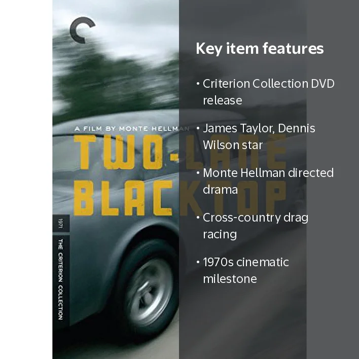 断絶　DVD　モンテ・ヘルマン　TWO-LANE BLACKTOP Criterion Collection, Two-Lane Blacktop, Drama, DVD - Walmart.com