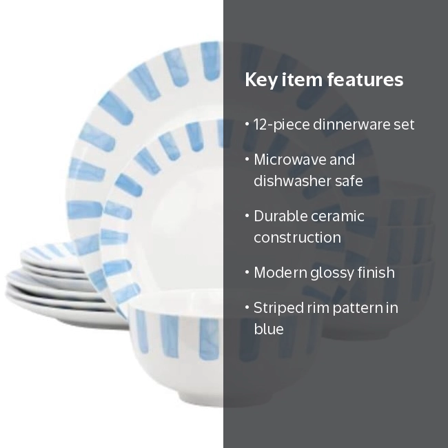 Gibson Home 148478.12 Pacific Waves Round Ceramic Dinnerware Set