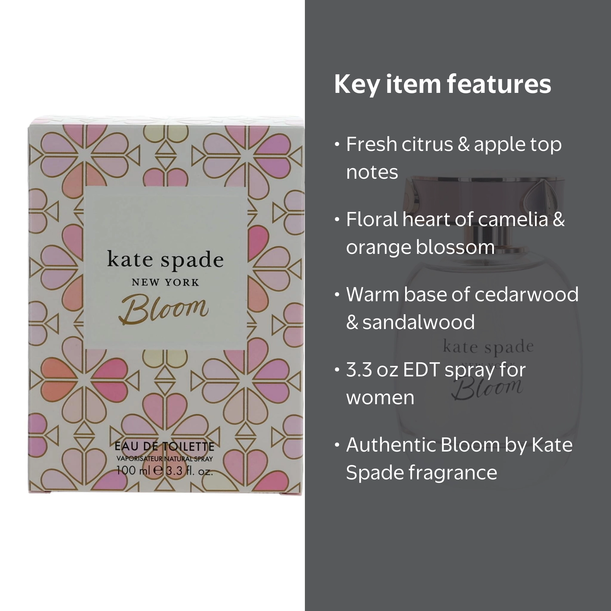 Kate Spade New York Bloom EDT Spray 3.4 oz, Apple, Camelia