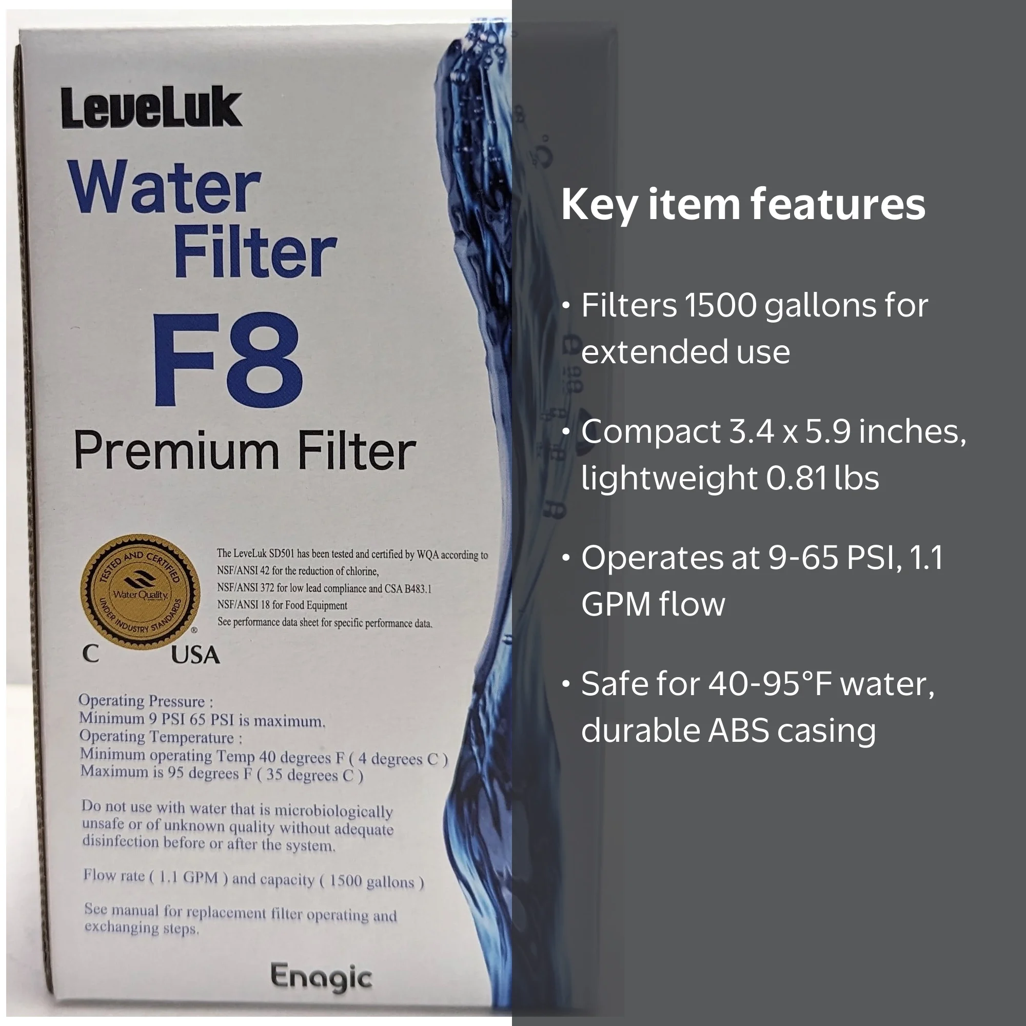 Enagic Premium Grade F8 Replacement Water Filter for Leveluk K8