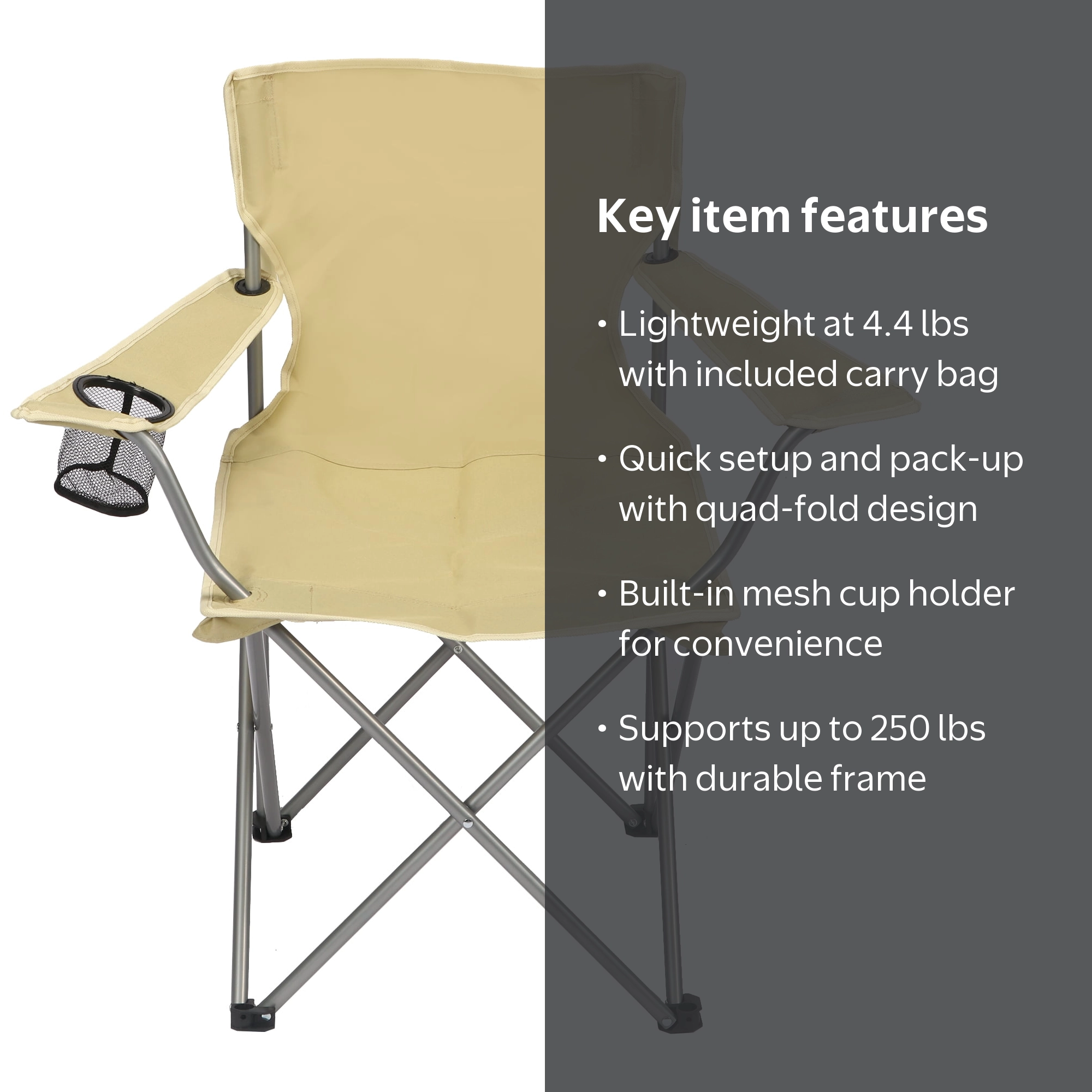 Ozark Trail Quad Folding Camp Chair - Durable Steel Frame