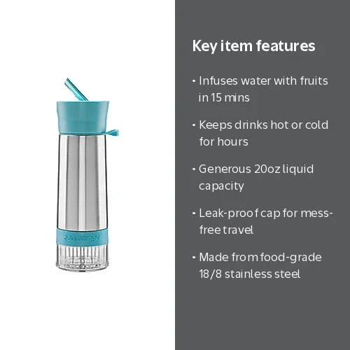 Zing Anything Aqua Zinger Fruit Infusion Water Bottle, BPA-Free 18