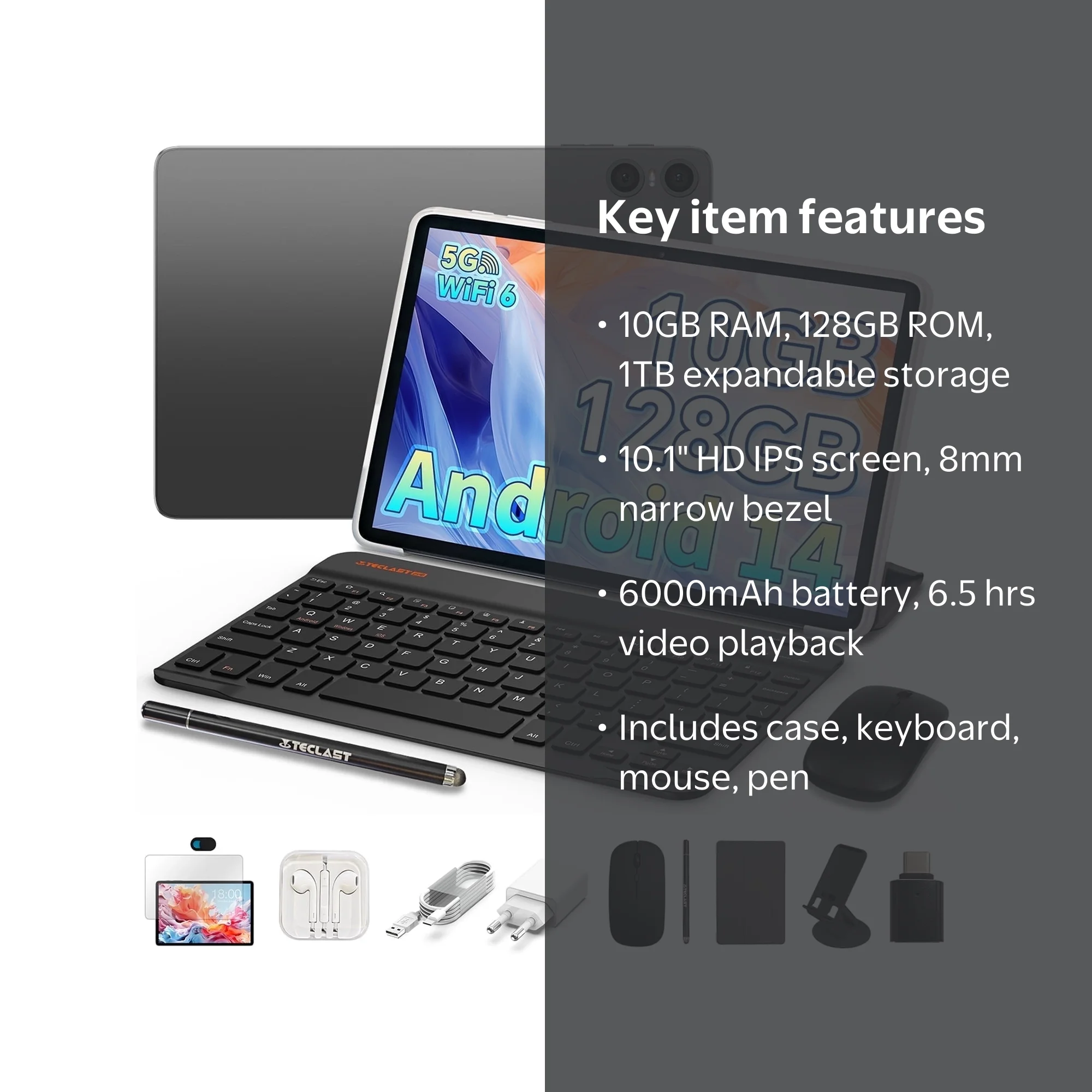Free Shipping! Teclast Android 14 Tablet 10.1 inch WiFi 5G Octa