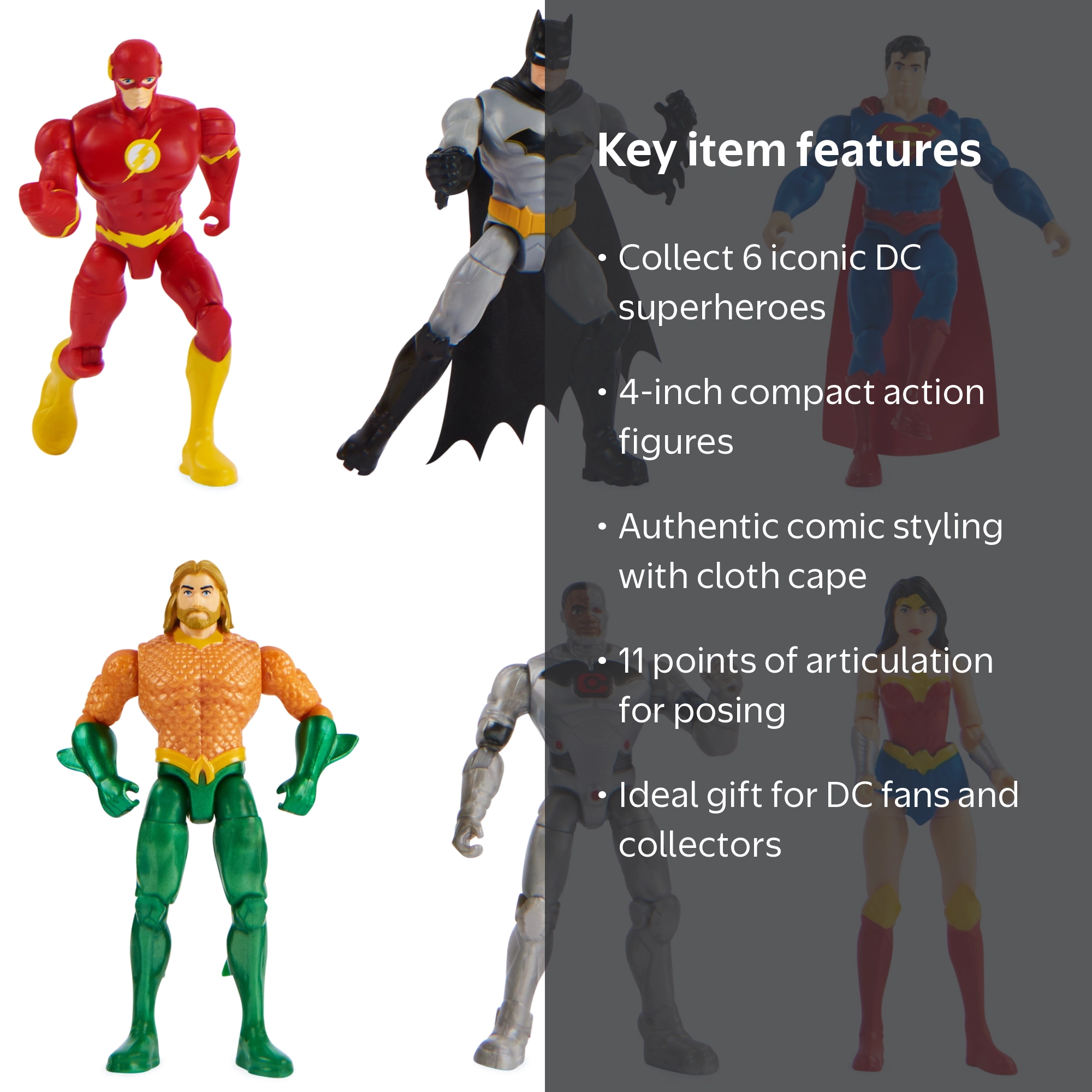 DC Comics, Justice League 4-Inch Action Figures Flash Toy for Kids