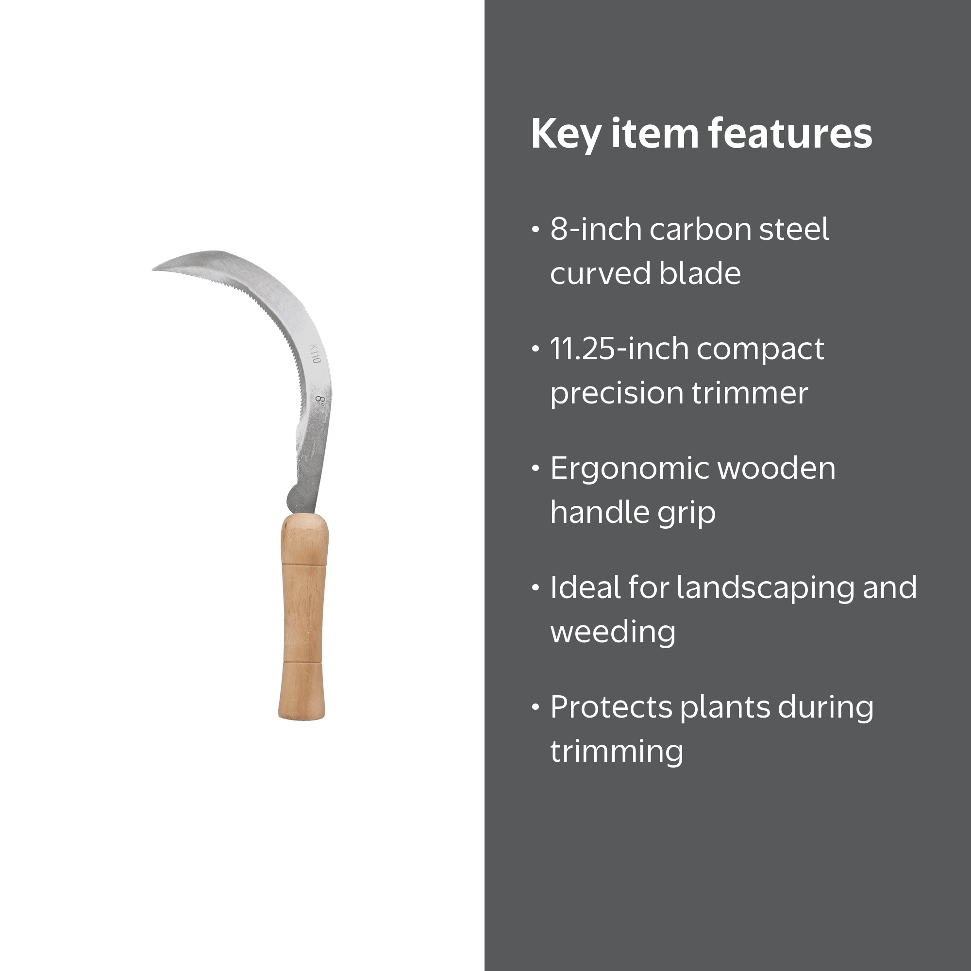 Zenport, Landscape Scythe, K110-8, 8-Inch Carbon Steel Blade