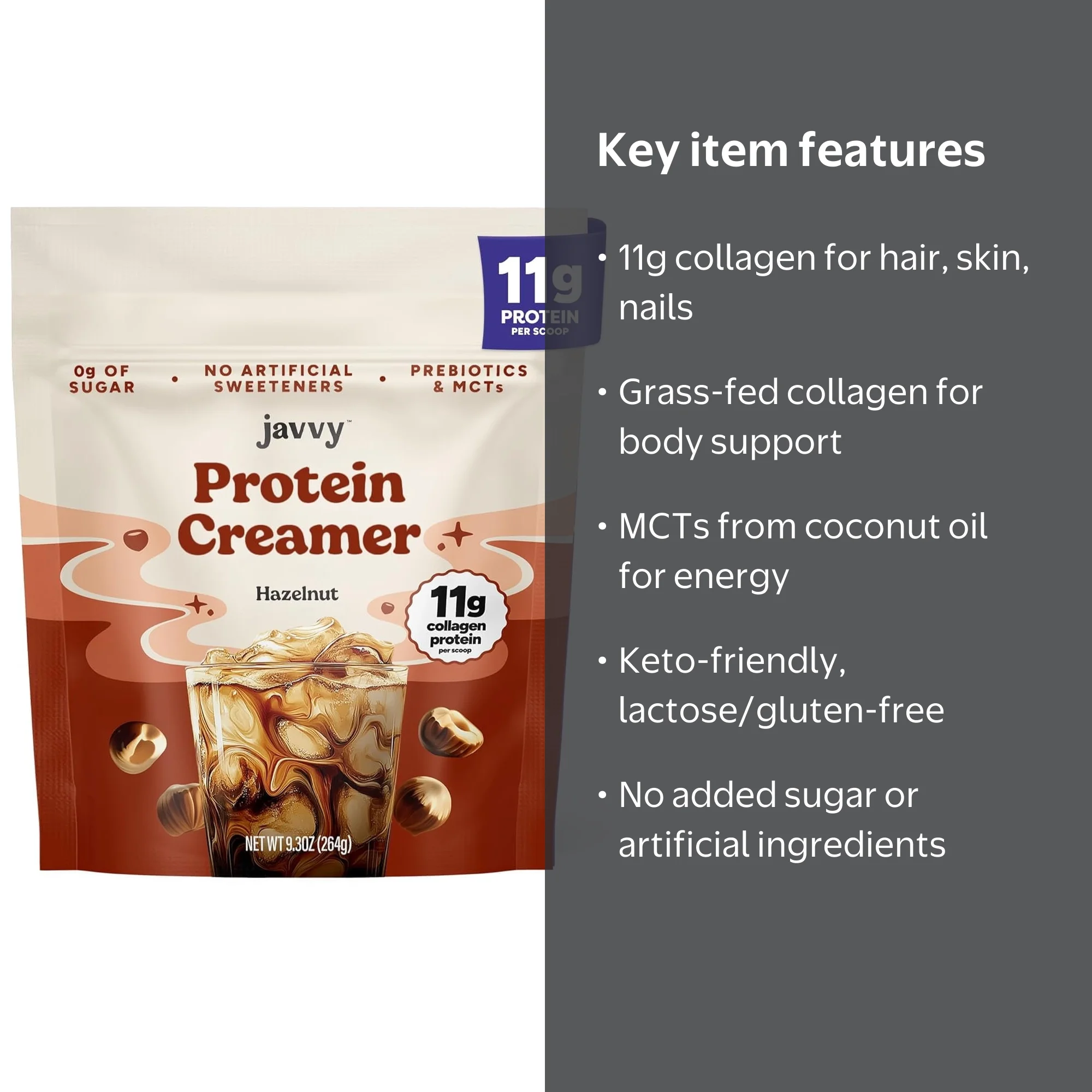 Hazelnut Protein Coffee Creamer - Grass Fed Pasture Raised