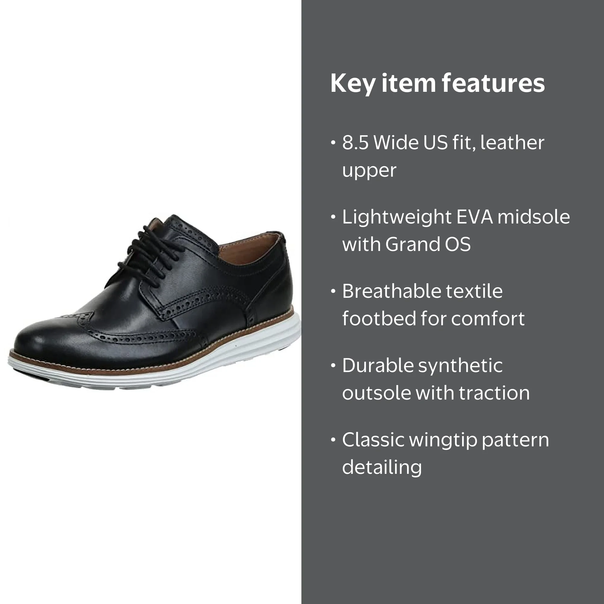 Cole Haan ØriginalGrand Wingtip Oxford in Black Leather with White Model #C26469 ØriginalGrand Wingtip Oxford-C26469-BLACK-WHITE – Cole Haan  main image 2
