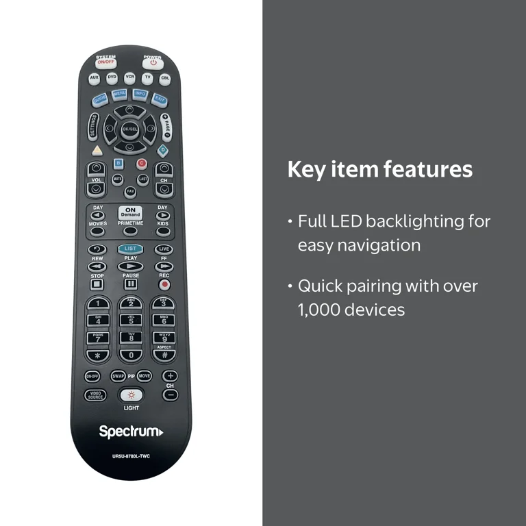 Spectrum UR5U-8780L-TWC TV Remote Control Replacement - 1 Pack
