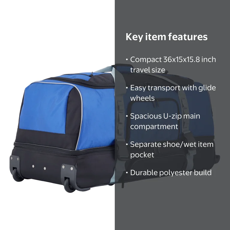 Free Shipping! Protege 36 in Jumbo Drop-Bottom Rolling Travel