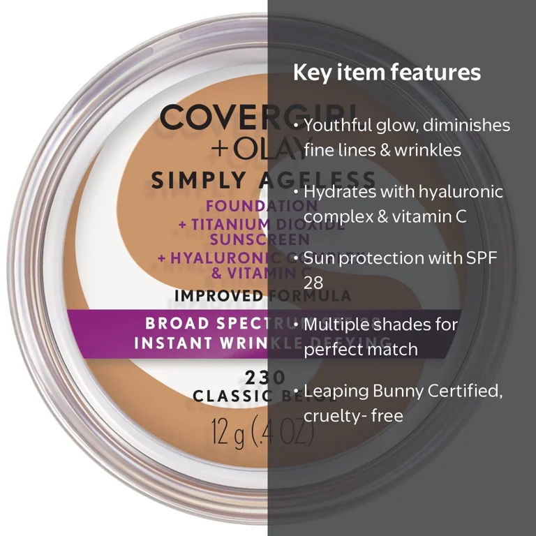 COVERGIRL, Foundation, SPF 28, Simply Ageless Instant Wrinkle
