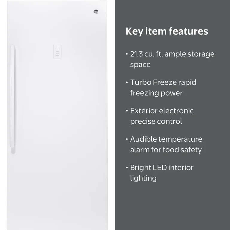 GE FUF21SMRWW 33 Inch Freestanding Upright Freezer 21.3 cu. ft