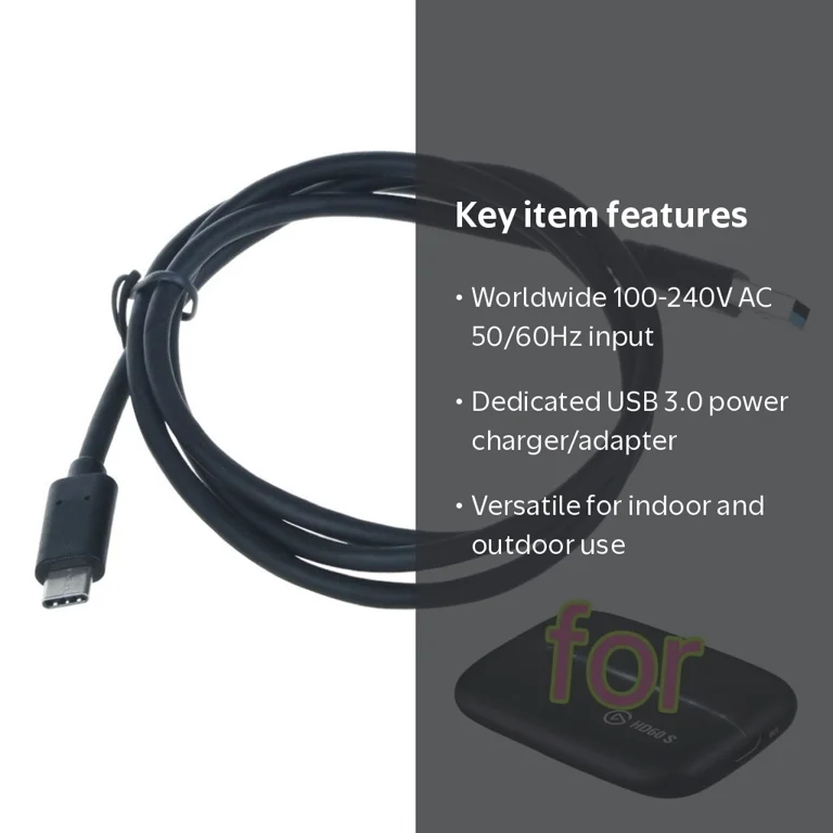 USB 3.0 Power Cable Compatible with Elgato Game Capture HD60 S