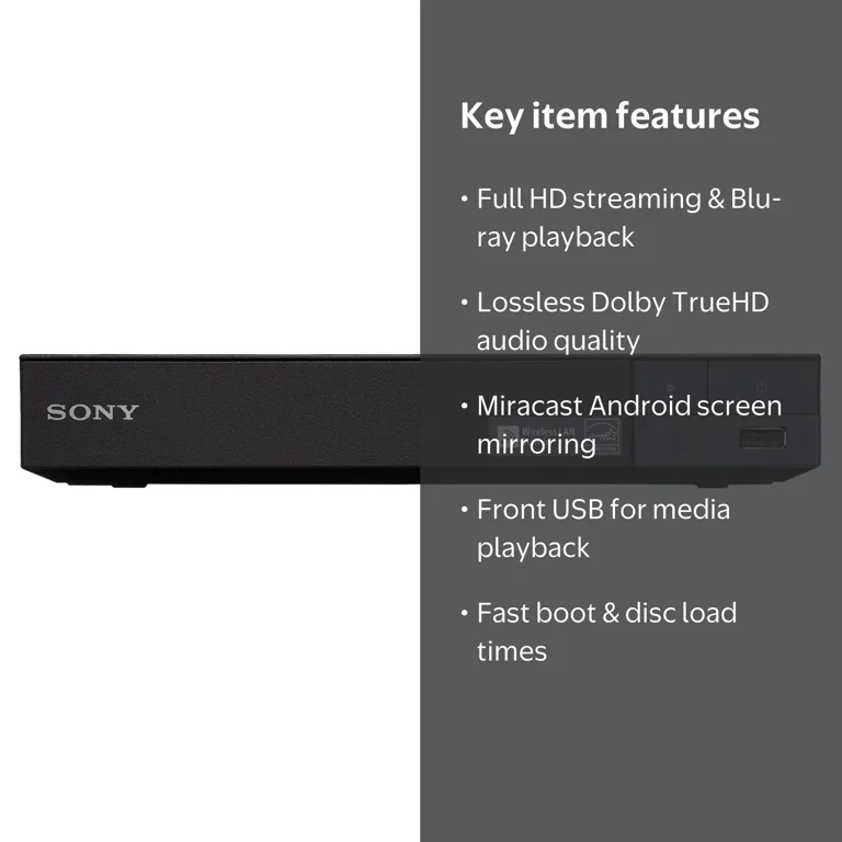 Sony BDP-S3700 Blu-ray Player with Wi-Fi, Full HD Streaming, Dolby