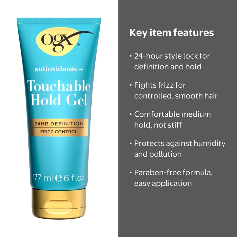 OGX Antioxidants Touchable Hold Gel Medium Hold 6 fl oz frizz