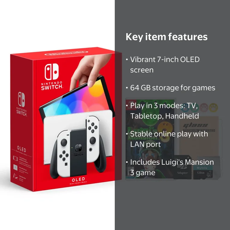 2021 New Nintendo Switch OLED Model White Joy Con 64GB Console