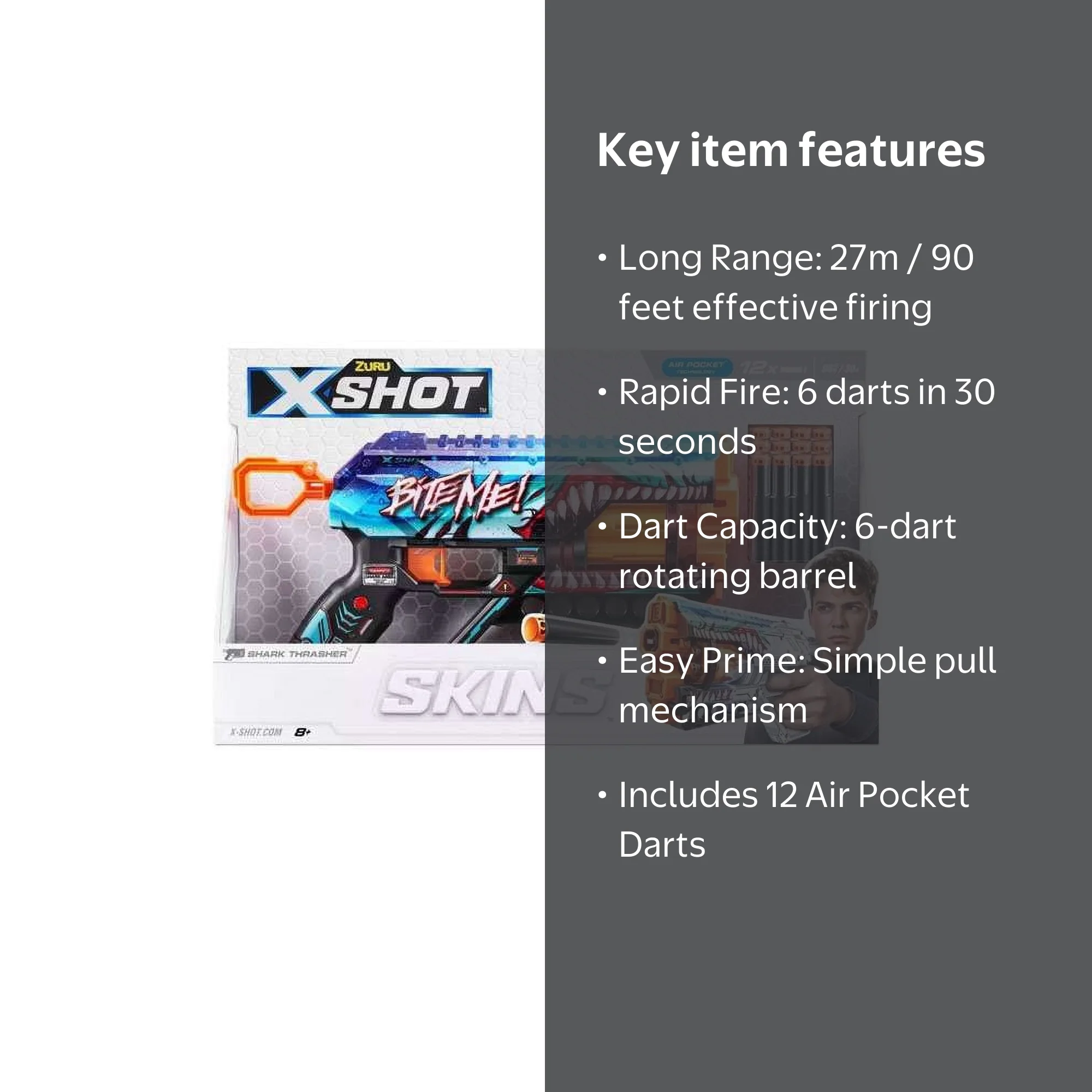 X-Shot Griefer Shark Thrasher Toy Gun Blaster for Kids with Foam