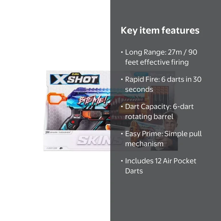 X-Shot Griefer Shark Thrasher Toy Gun Blaster for Kids with Foam