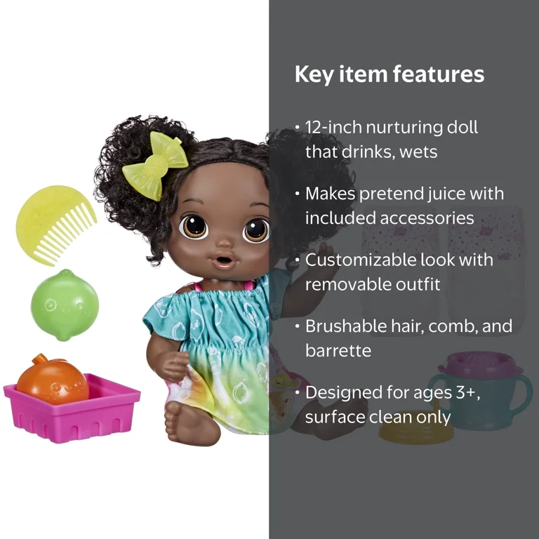 Baby Alive, Baby Doll, Fruity Sips Lime Pretend Juicer Set, 12