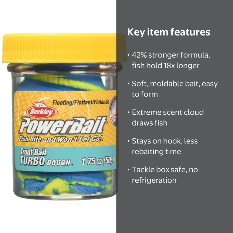 Berkley PowerBait Turbo Dough Trout Bait Blue Neon with Enhanced