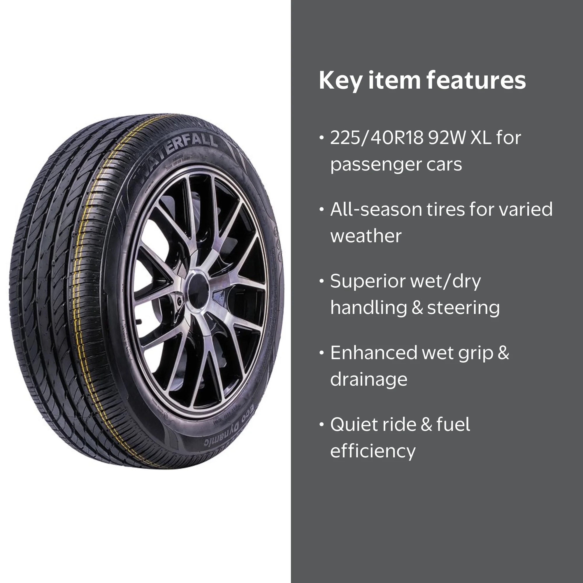 Waterfall All-Season Eco Dynamic Tire 225/40R18 92W XL, Passenger