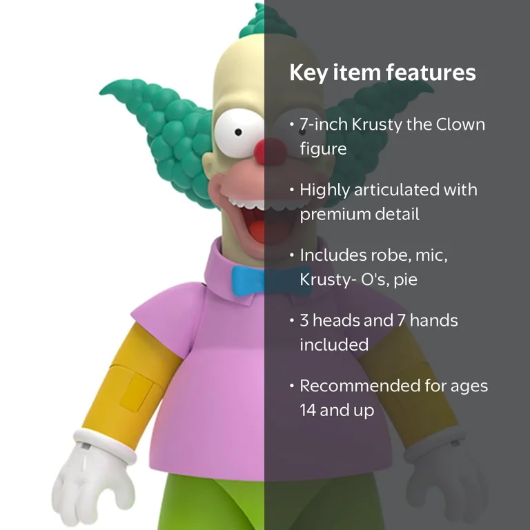 Super7 Collectible Kids Action Figure - Krusty The Clown 7-inch