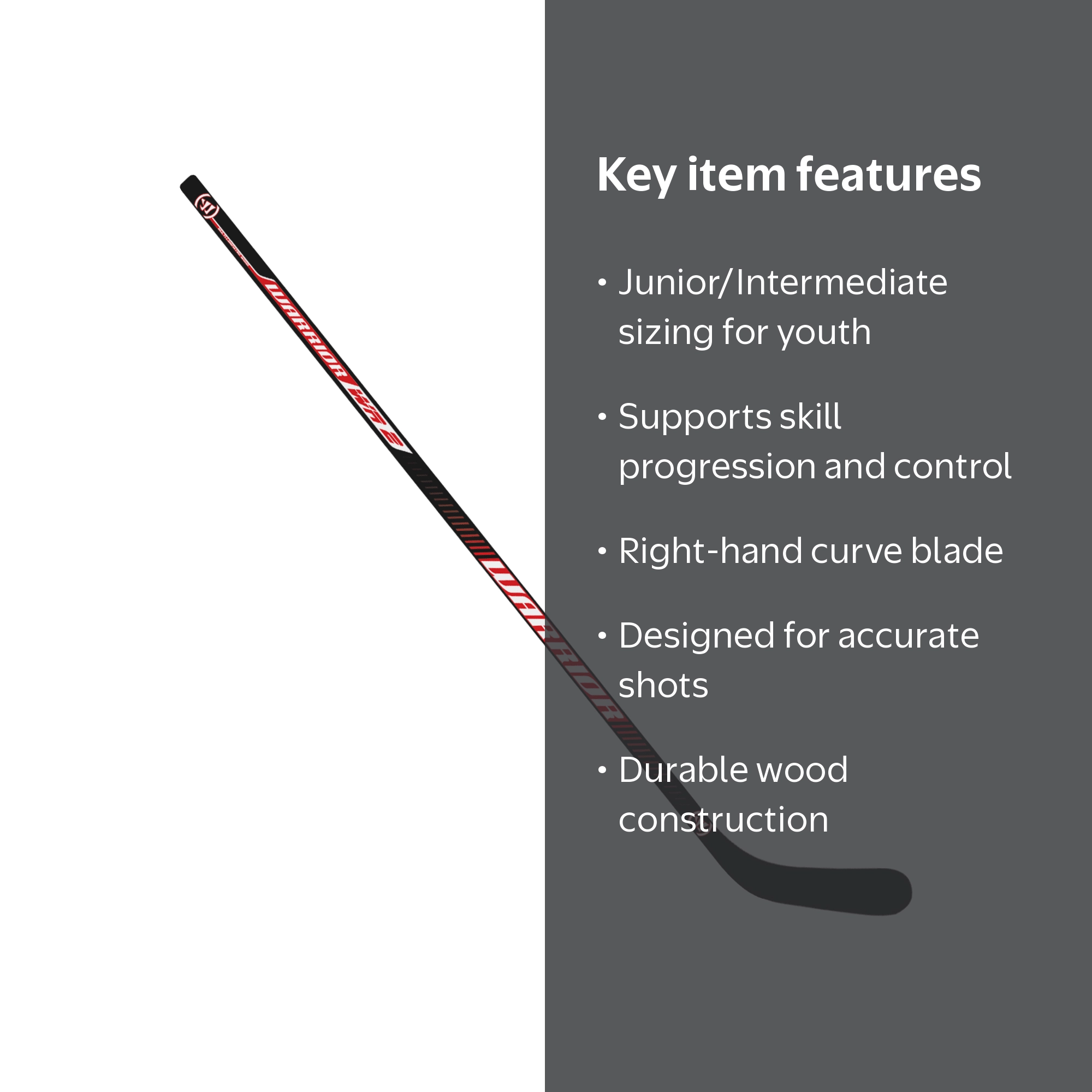 Warrior 57 Inch Street Hockey Stick Wood Junior Intermediate Right