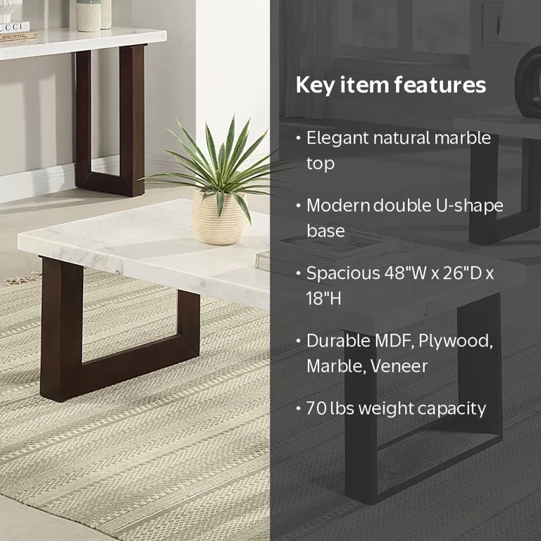 Acme Edwyn Coffee Table w/Natrual Marble Top Natural Marble Top