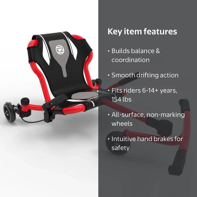 EzyRoller, Drifter X Ride-On Scooter, Red, 154lb Capacity