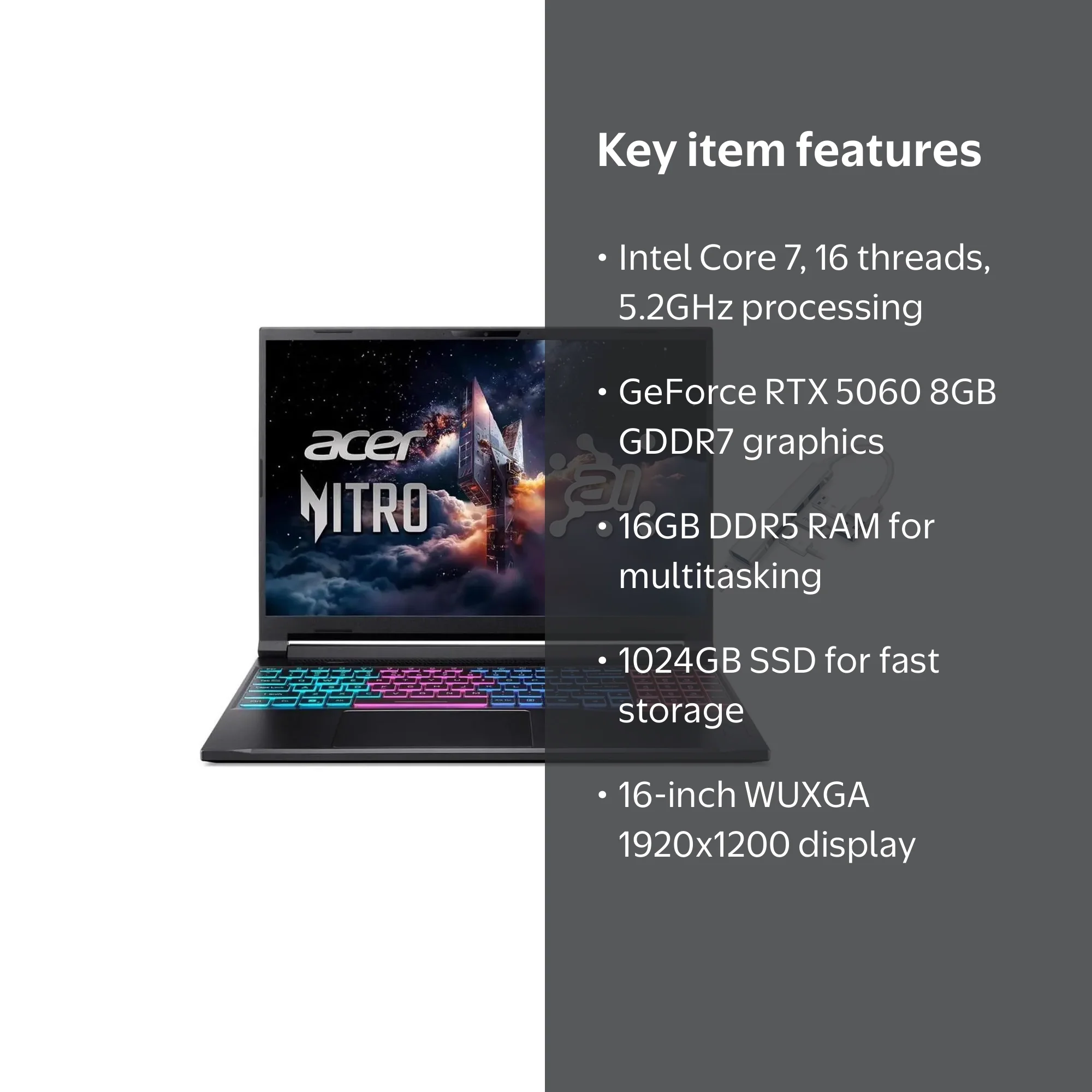 Acer Nitro V 16S 16” WUXGA IPS 180Hz Gaming Laptop|Intel Core 7