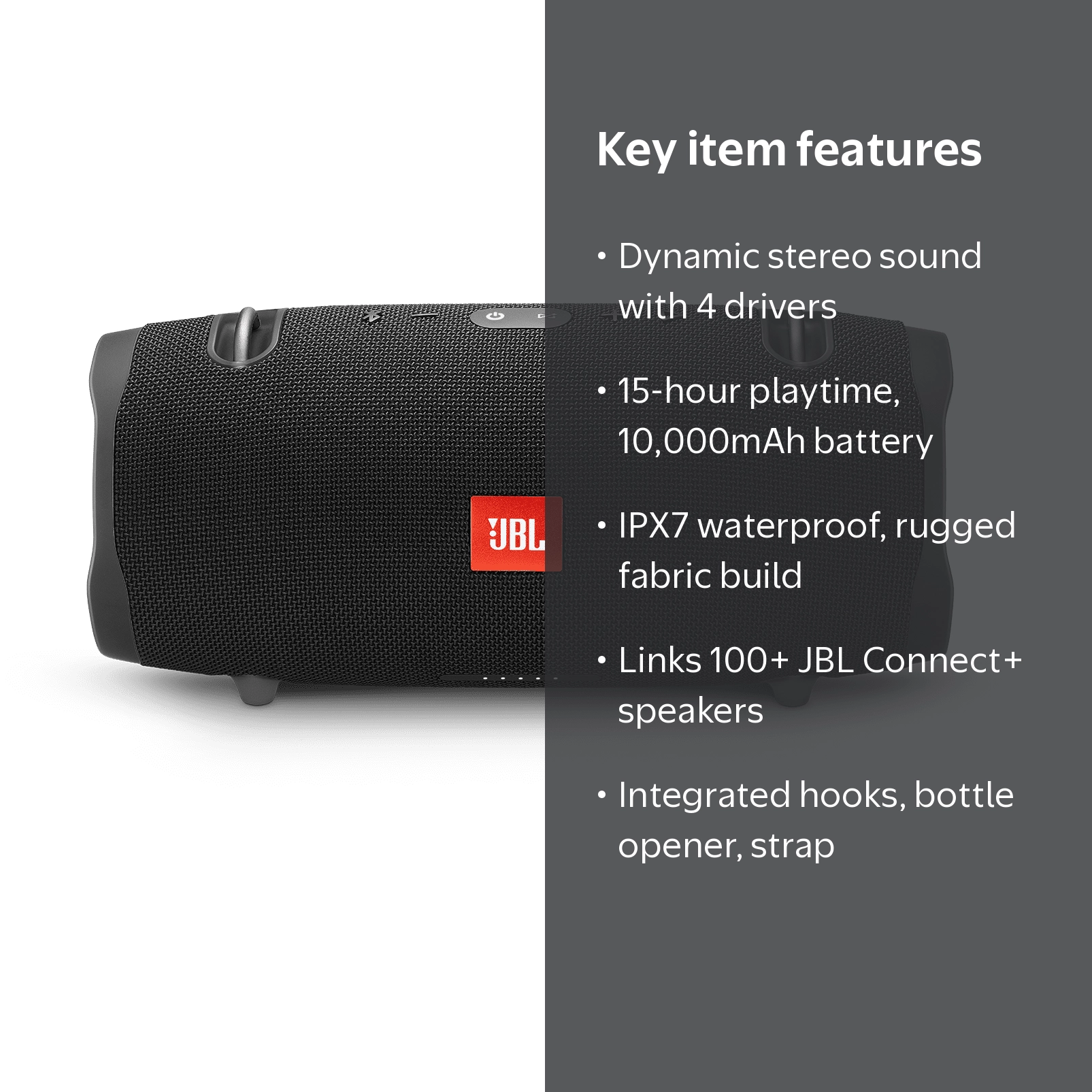 JBL, Portable Waterproof Wireless Bluetooth Speaker, Black