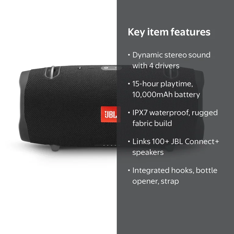 JBL, Portable Waterproof Wireless Bluetooth Speaker, Black